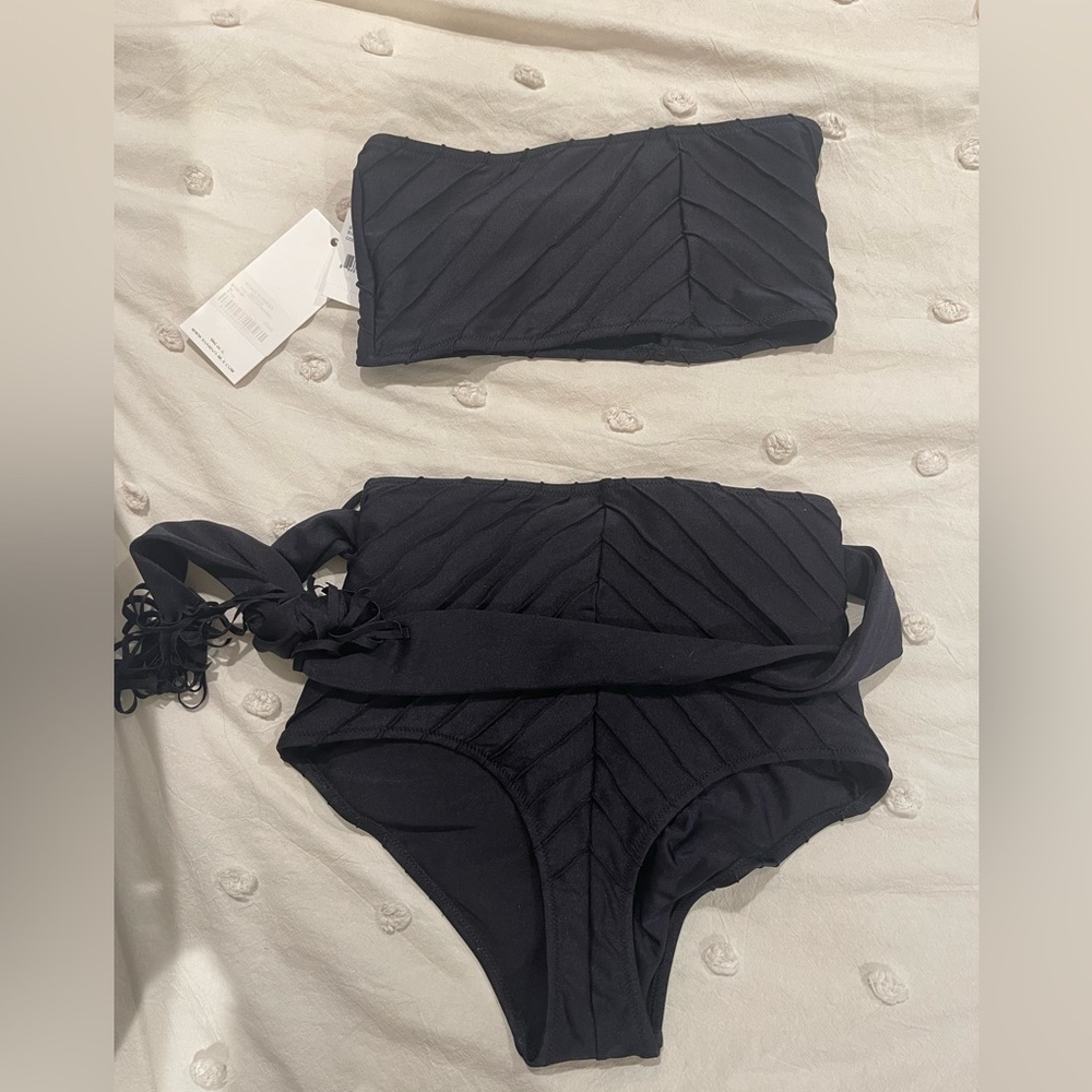 NWT black Nori stitched bandeau swimsuit
